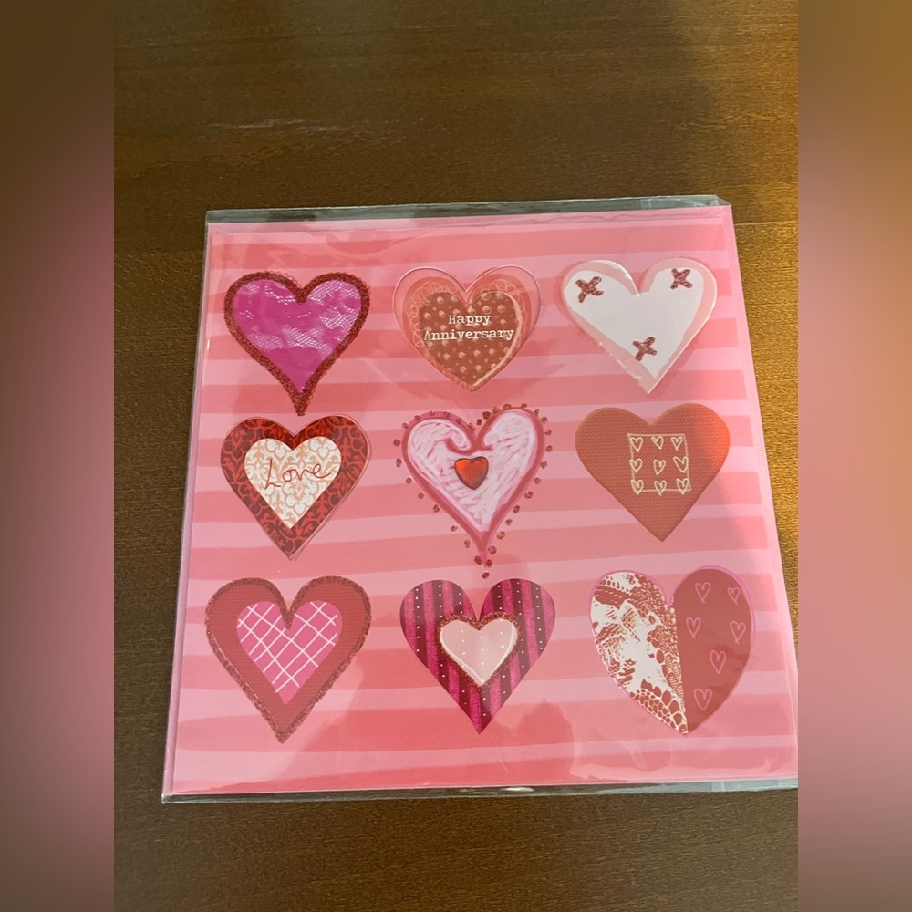 💞Free with any purchase 💞 Romantic Pink Heart Anniversary Card